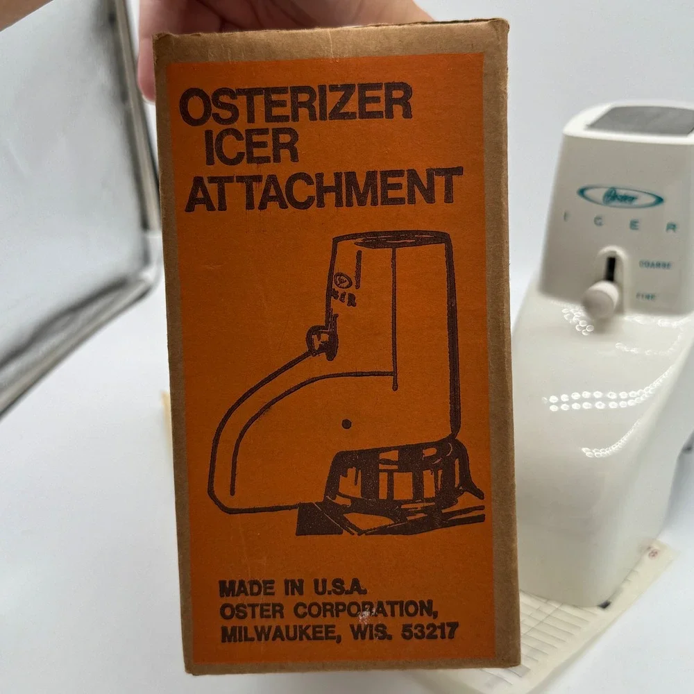 Vintage Osterizer Blender Icer Attachment Model 435 White Box Paperwork 1975